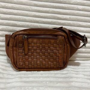Vilenca Holland Woven Leather sling, crossbody/ belt in Cognac